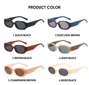 Detailed color selection grid of vintage small frame oval sunglasses in six trendy colors