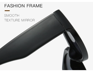 Detail of fashion sunglasses showing a smooth black frame hinge and wide temple design