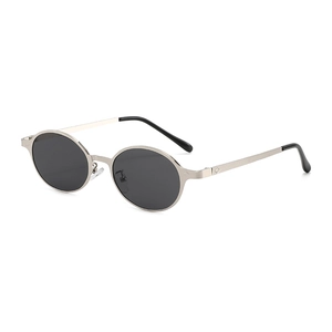 Retro-Sonnenbrille mit ovalem Metallrahmen in Silber und UV-Schutz für Damen und Herren