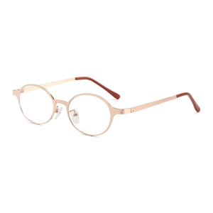 Retro oval metal sunglasses in rose gold finish with UV protection for women