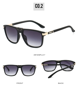 Detailed views of stylish metal sunglasses with lattice texture and gold buckle accents