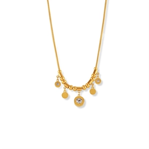 Collier chaîne serpent dorée avec breloques cœur noir blanc et chiffres romains