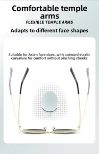 Détail des branches flexibles en métal doré sur lunettes œil de chat pour divers visages