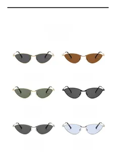 Détails de lunettes de soleil œil-de-chat en métal avec divers verres colorés