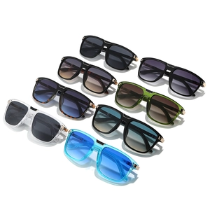 Collection of eight ultralight square oversized sunglasses in various fashion colors
