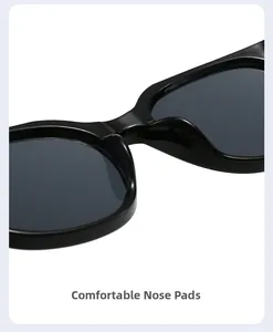 Close-up of comfortable integrated nose pads on vintage small polygon sunglasses