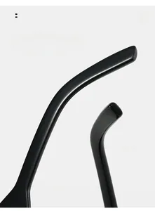 Detailed close-up of curved glossy black sunglass legs designed for comfortable wear