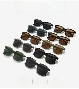 Collection of polarized TR90 square sunglasses in multiple colors on white background