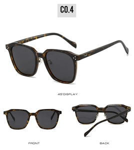 Three-view display of polarized TR90 tortoiseshell sunglasses with dark lenses