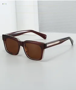 Detail of dark tortoise square sunglasses with silver geometric textured metal accents