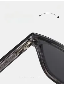 Detail of durable metal spring hinge and model H46-C4 on acetate sunglasses frame