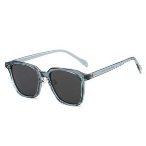 Retro TR90 polarized sunglasses in transparent grey-blue frame with dark grey lenses