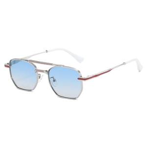Vintage Polygonal Metal Frame Sunglasses Geometric Double Bridge UV400 Protection Fashion Eyewear For Men Women