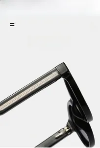 Detail of glossy black temples with visible internal metal wire core for eyewear stability