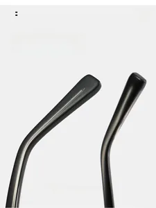 Detail of curved resin temples with reinforced metal wire for comfortable glasses wear