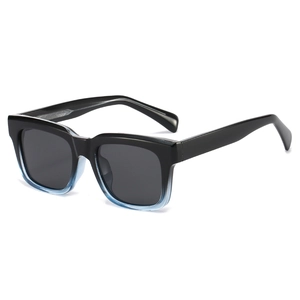 Square polarized sunglasses for men with black and blue gradient frames in a modern style