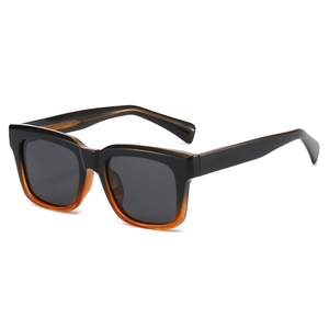 Classic square polarized sunglasses featuring a black to amber gradient frame for men
