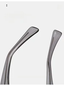 Detail of square polarized sunglasses featuring curved propionic acid temples for comfort
