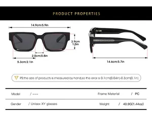 Tableau des tailles pour lunettes de soleil carrées polarisées avec mesures détaillées