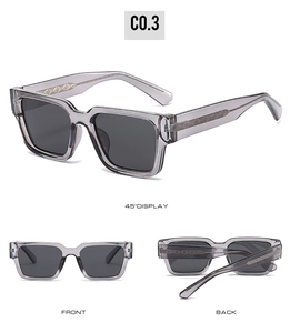 Vues détaillées de lunettes de soleil carrées polarisées avec branches à texture tissée