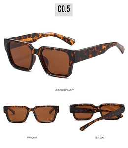 Vue détaillée multi-angles de lunettes de soleil carrées écaillées aux verres polarisés