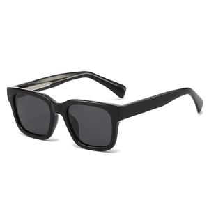 Classic black square polarized sunglasses for men with thick frames and dark lenses