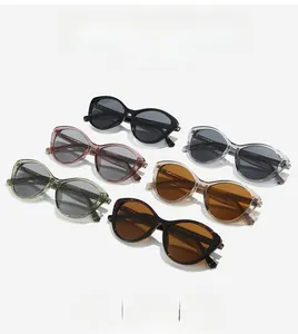 Cat-eye oval sunglasses in six colors including tortoiseshell and transparent finishes