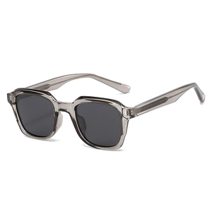 Chic translucent gray square sunglasses with dark anti-UV lenses for men and women