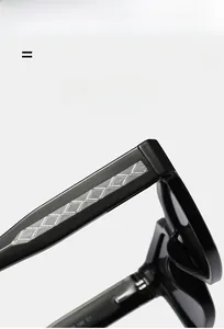 Macro shot of high-quality hinges and silver diamond pattern on acetate eyewear temples
