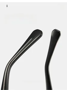 Detail of ergonomic curved sunglasses temples with internal metal core reinforcement