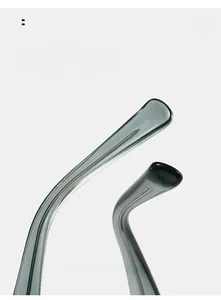 Detailed macro of vintage grey acetate sunglasses temple with curved ergonomic metal core