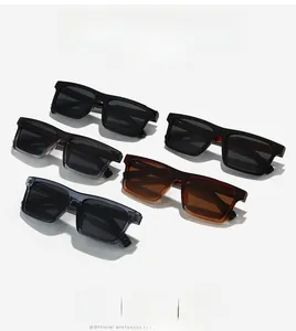 Top view of square frame polarized sunglasses in various colors with spring hinges