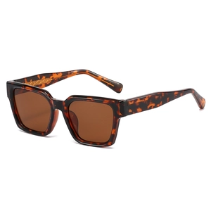 Classic square polarized tortoise shell sunglasses with brown lenses at 45-degree angle