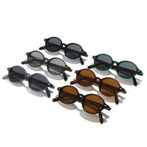 Set of six vintage round frame sunglasses in various colors with high-density acetate frames
