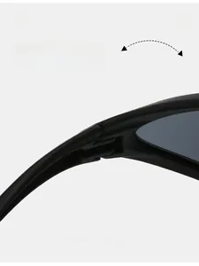 Detail view of durable texture hinges for black outdoor sports cycling sunglasses