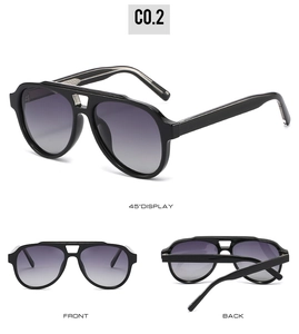 Classic black aviator sunglasses with gradient lenses shown in multiple display angles