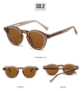 Detailed multi-angle views of vintage round tortoise sunglasses with brown lenses