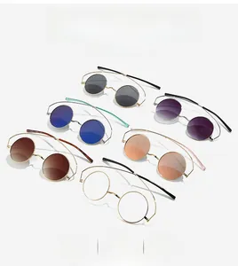 Detailed collection of 1960s hippie round sunglasses in multiple vibrant colors