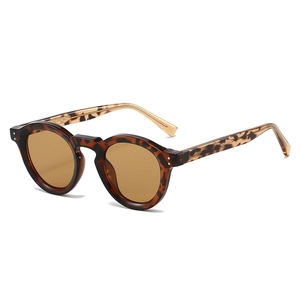 Vintage round tortoise shell sunglasses with amber lenses and silver rivet accents