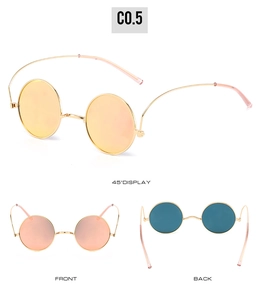 Retro 1960s hippie round metal sunglasses with multi-angle views and tinted lenses