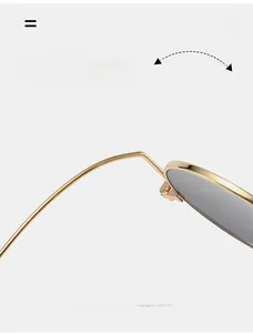 Macro shot of durable metal hinges on gold-framed hippie sunglasses for cosplay