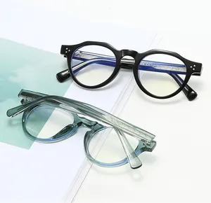Detailed close-up of retro eyewear frames showing metal core textures and logo