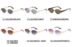 Selection of retro oval metal sunglasses with various frame and lens color options