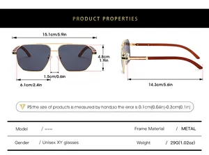 Tableau des tailles détaillé pour lunettes aviateur avec mesures en cm et pouces