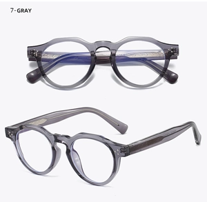 Detailed view of grey translucent crown-panto TR90 frames with metallic rivets