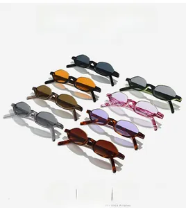 Matrix display of half-frame cat eye sunglasses in multiple vibrant colors and finishes