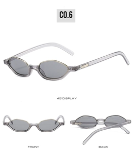 Three-angle display of semi-rimless cat eye sunglasses with translucent grey frames