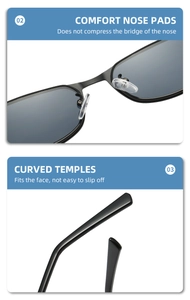 Detail of comfortable silicone nose pads and anti-slip curved metal temples on cat eye sunglasses