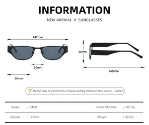 Detailed size chart of vintage oval metal sunglasses with precise dimensions and weight