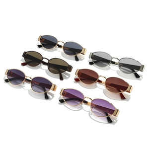 Retro oval metal sunglasses collection with six vibrant lens colors for men and women